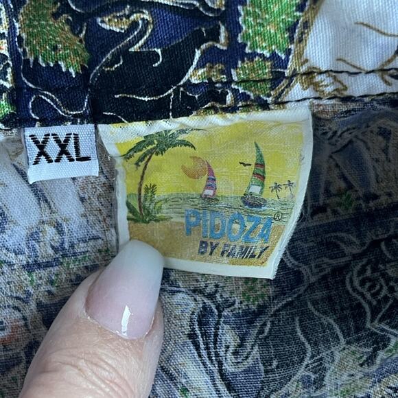 Pidoza Shirt Mens 2XL Elephant Safari Print Short Sleeve Button Up Unique XXL - Picture 4 of 8
